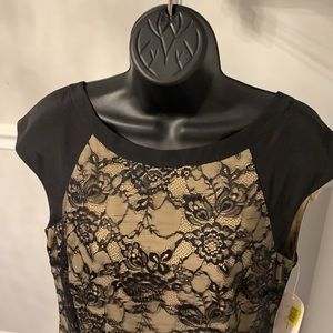 Jessica Simpson Black & Gold Lace Dress Size 10 NWT